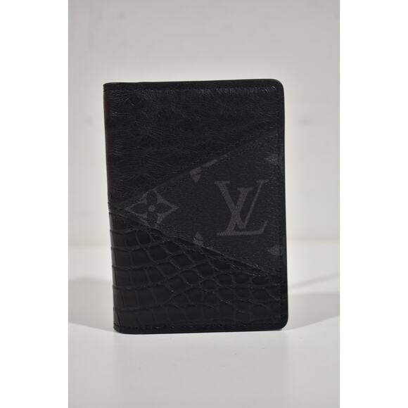 Louis Vuitton Black Crocodile Ostrich Monogram Eclipse Pocket Organizer Wallet - Picture 3 of 9